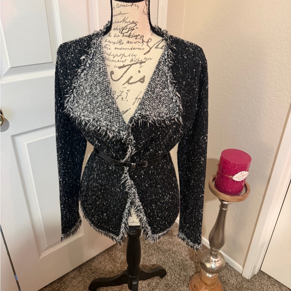 Max Studio Black and Gray Textured Blazer